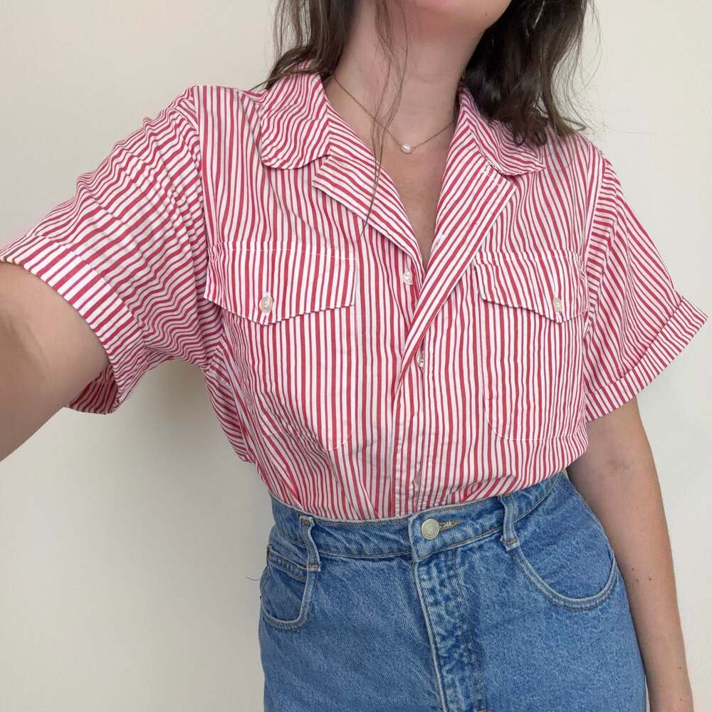 J.G. Hook Vintage Red and White Striped Blouse